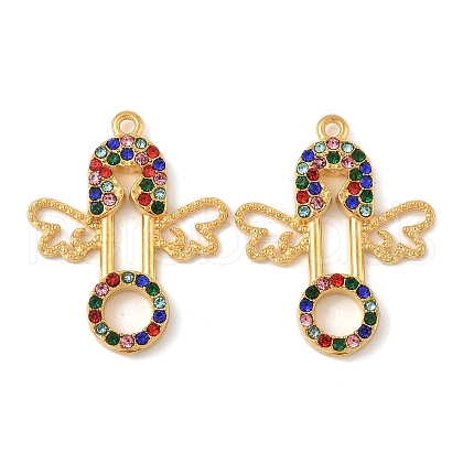 304 Stainless Steel Rhinestone Pendants STAS-U057-20G-1
