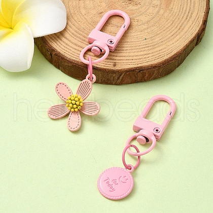 Spray Painted Alloy Pendant Decorations HJEW-YW00024-04-1