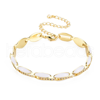 Brass Micro Pave Cubic Zirconia Link Chain Bracelet for Women BJEW-T020-05G-08-1