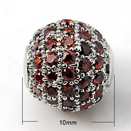 Brass Cubic Zirconia Beads ZIRC-D009-04P-1