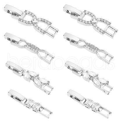 Olycraft 8Pcs 4 Styles Brass Pave Clear Cubic Zirconia Watch Band Clasps KK-OC0001-46P-1