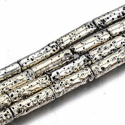 Electroplated Natural Lava Rock Beads Strands G-T114-76F-1