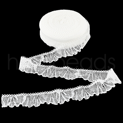 Polyester Leaf Lace Fabric Trim OCOR-WH0070-132A-1