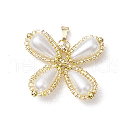 Glass Seed Beaded Butterfly Pendants PALLOY-MZ00555-1
