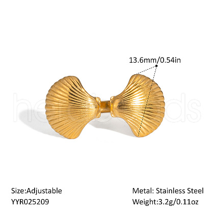 Ocean Themes Stainless Steel Adjustable Cuff Rings for Women VG5206-8-1