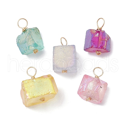 5Pcs 5 Colors Electroplated Natural Quartz Pendants PALLOY-JF02322-02S-1