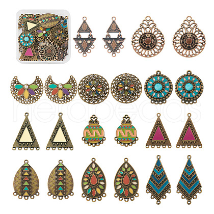 22Pcs 11 Style Tibetan Style Alloy Enamel Chandelier Components Links FIND-TA0001-83-1