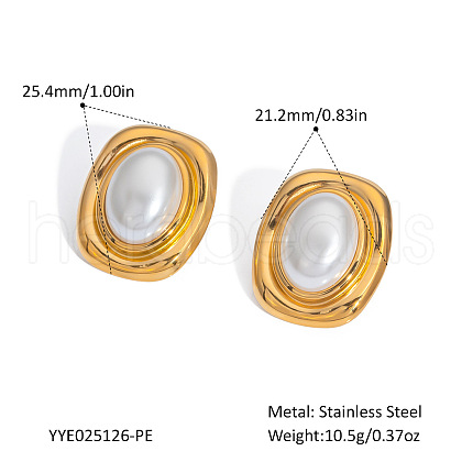 Stainless Steel Oval Stud Earrings PW6758-3-1