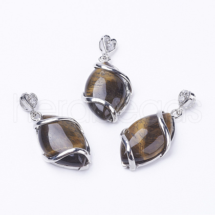 Natural Tiger Eye Pendants X-G-E423-06P-1