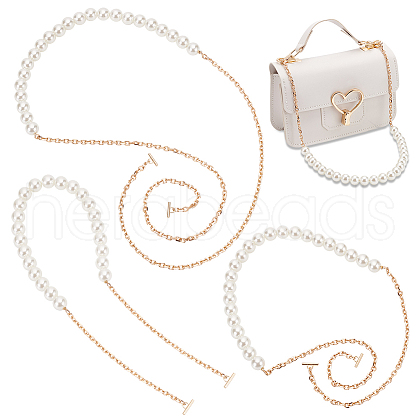 WADORN 3Pcs 3 Styles ABS Plastic Imitation Pearl Purse Chains FIND-WR0009-73A-1