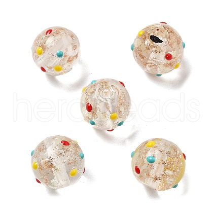 Handmade Gold Sand Bumpy Lampwork Beads LAMP-V001-04-1