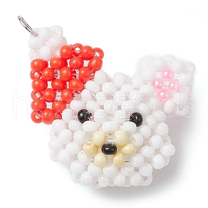 Seed Beads Beaded Charms PALLOY-MZ00326-1