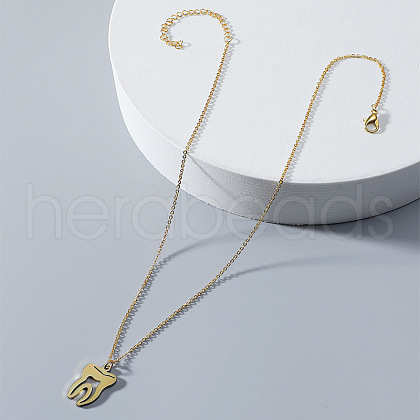 Tooth Shape 201 Stainless Steel Pendant Necklaces for Women FS-WG21FEE-03-1