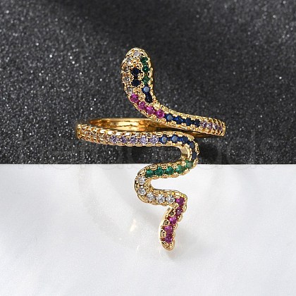 Brass Micro Pave Cubic Zirconia Cuff Rings RJEW-S044-049-1