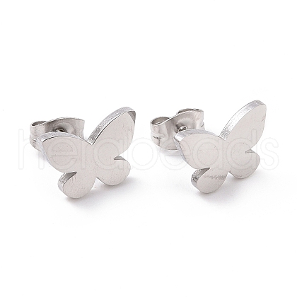 Non-Tarnish 304 Stainless Steel Butterfly Stud Earrings for Women EJEW-G328-01P-1