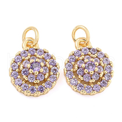 Rack Plating Brass Micro Pave Cubic Zirconia Charms KK-F089-08G-1