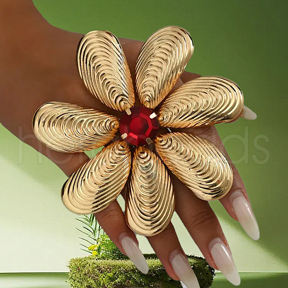 Flower Brass with Glass Finger Rings FS-WG9B9FA-02-1