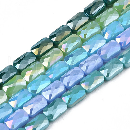 Electroplate Opaque Solid Color Glass Beads Strands EGLA-N002-25-A-1