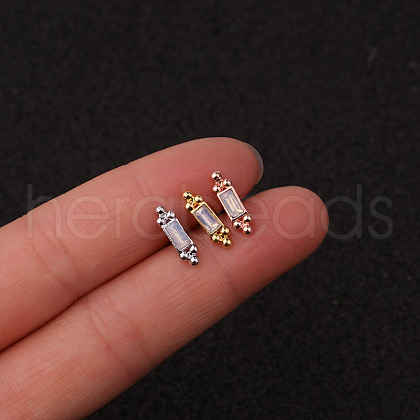 316L Surgical Stainless Steel Micro Pave Clear Cubic Zirconia Cartilage Earrings WG35DE6-16-1