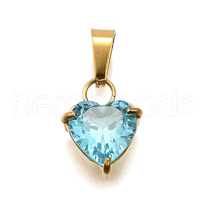 304 Stainless Steel Micro Pave Cubic Zirconia Pendants STAS-B086-13G-03-1