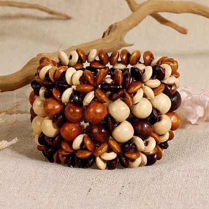 Bohemia & Ethnic Style Wood Stretch Bracelets for Women WG33998-02-1