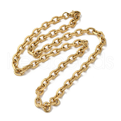 Ion Plating(IP) 304 Stainless Steel Cable Chain Necklaces NJEW-Z024-02G-1