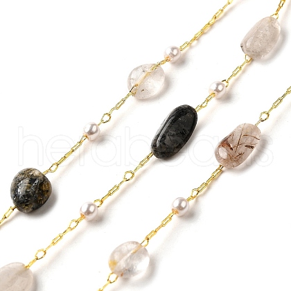 Handmade Natural Rutilated Quartz Nuggest Beaded Chains CHC-F020-04G-07-1