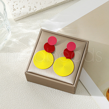 3-Round Alloy Dangle Stud Earrings FS-WG460DD-06-1