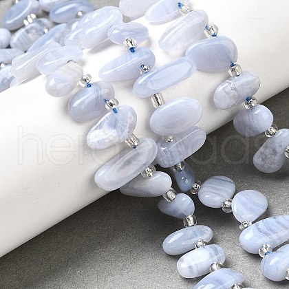 Natural Blue Lace Agate Spike Slice Beads Strands G-NH0046-B01-01-1