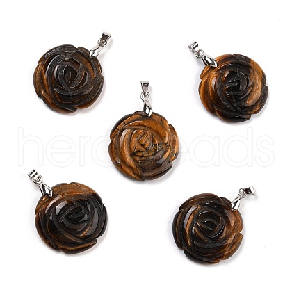 Natural Tiger Eye Pendants G-I319-02P-04-1