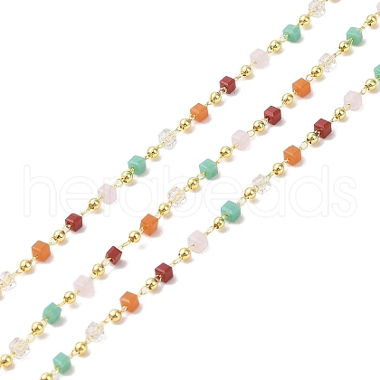 Brass & Glass Link Chain CHC-A009-04G-04-1