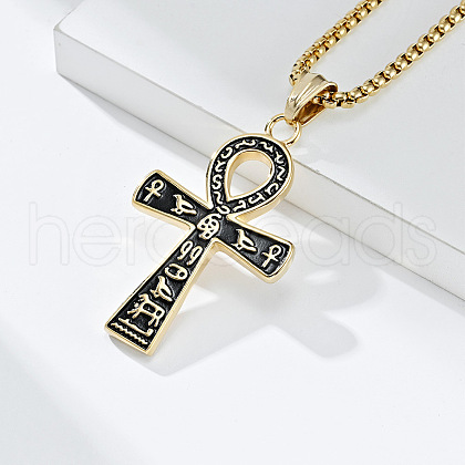Egyptian Ankh Cross 304 Stainless Steel Pendant Necklaces FS-WGB3CB3-02-1