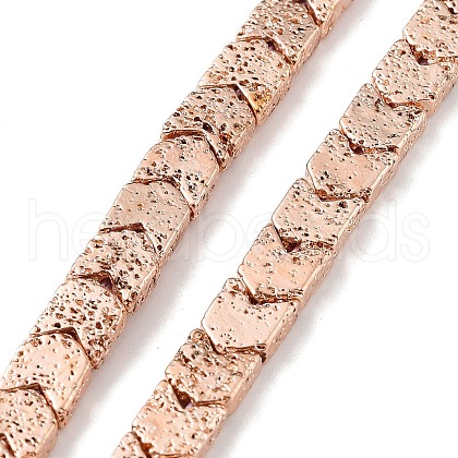 Electroplated Natural Lava Rock Beads Strands G-H303-A02-RG02-1