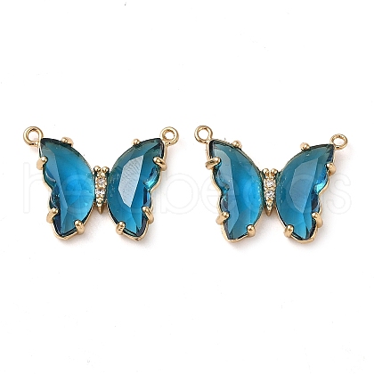 Brass Pave Faceted Glass Connector Charms FIND-Z020-03P-1