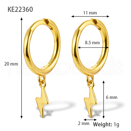 S925 Sterling Silver Lightning Hoop Earrings OB5526-9-1