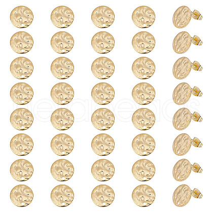 Unicraftale 40Pcs 201 Stainless Steel Flat Round Stud Earring Findings STAS-UN0060-70-1