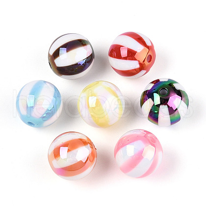 UV Plating Opaque Acrylic Beads OACR-T028-12mm-65-1