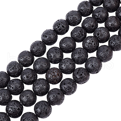 Olycraft 4 Strands Natural Lava Rock Beads Strands G-OC0001-62-12mm-1