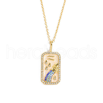 Brass Micro Pave Cubic Zirconia Rectangle with Constellation Pendant Necklaces PW-WG95654-11-1