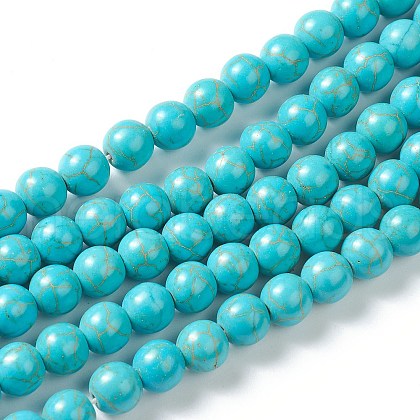 Synthetic Turquoise Beads Strands G-J389-02C-1