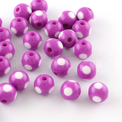 Dot Pattern Opaque Acrylic Beads SACR-R883-12mm-07-1