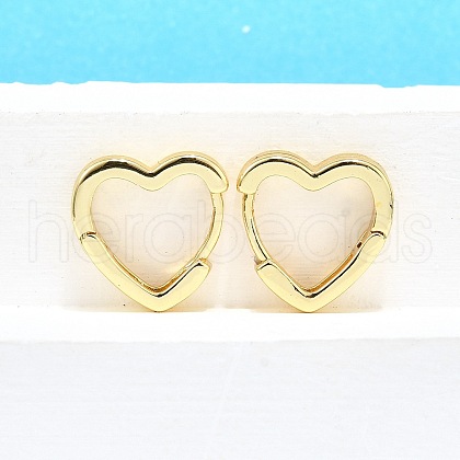 Heart Brass Hoop Earrings EJEW-H157-05G-1