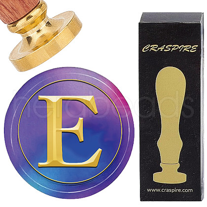 Brass Wax Seal Stamp with Wood Handle AJEW-WH0412-0300-1
