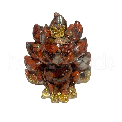 9-Tailed Fox Red Jasper Display Decorations DJEW-PW0014-06V-1