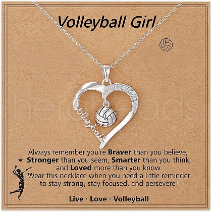 Sport Ball Heart Alloy Micro Pave Clear Cubic Zirconia Pendant Necklaces for Girls FS-WG15C5A-02-1