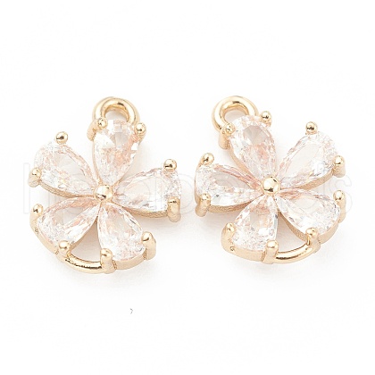 Brass Clear Cubic Zirconia Pendants X-ZIRC-O042-02G-1