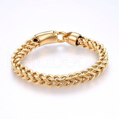 304 Stainless Steel Chain Bracelets BJEW-L631-38G-1