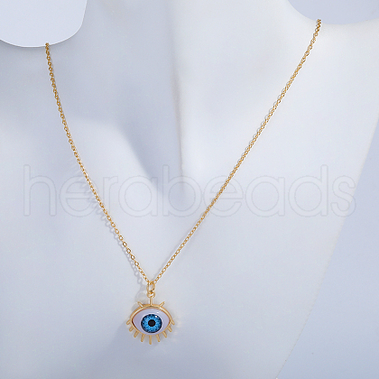 Fashionable Brass Evil Eye Pendant Necklaces for Women AV3598-1