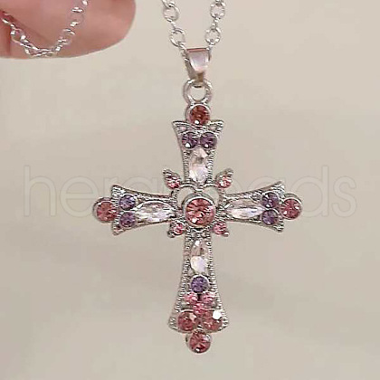 Cross Alloy with Rhinestone Pendant Necklaces WGAF0E8-09-1
