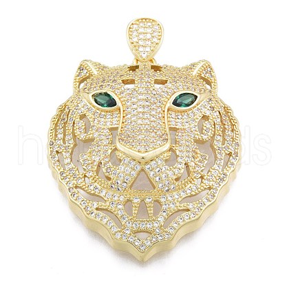 Brass Micro Pave Clear Cubic Zirconia Pendants KK-G431-27G-1
